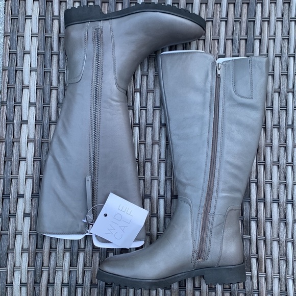 Naturalizer gael dark grey wide calf leather boots - Picture 3 of 16